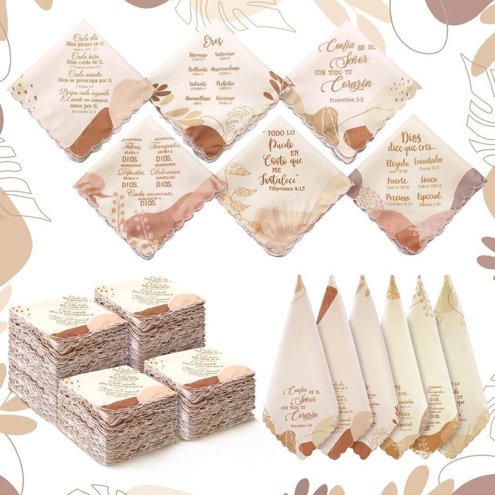 Christian Handkerchiefs Set 30 Pcs Spanish Bible Verse Boho Style Women's Gifts